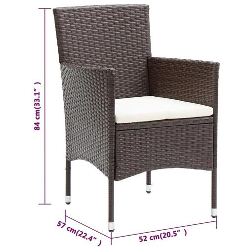 Spisebordsstole til haven 2 stk. polyrattan brun