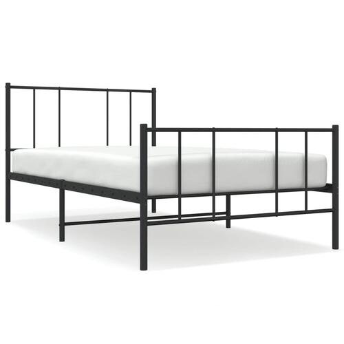 Sengeramme med sengegavl og fodgærde 100x190 cm metal sort
