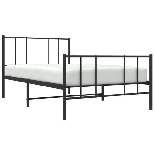 Sengeramme med sengegavl og fodgærde 100x190 cm metal sort