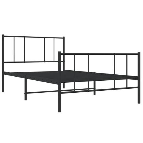 Sengeramme med sengegavl og fodgærde 100x190 cm metal sort