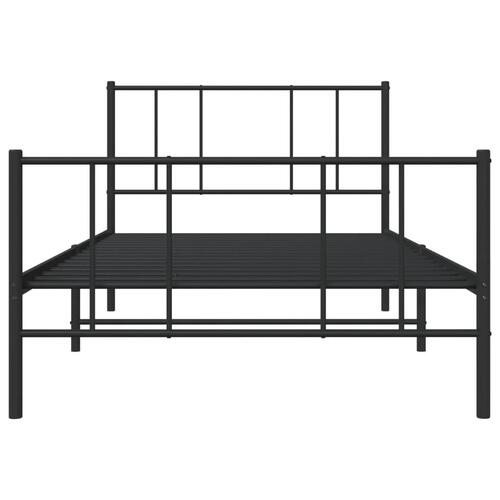 Sengeramme med sengegavl og fodgærde 100x190 cm metal sort