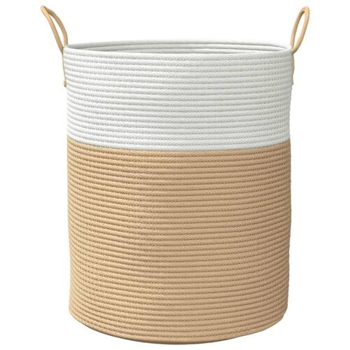 Opbevaringskurv Ø38x46 cm bomuld beige og hvid