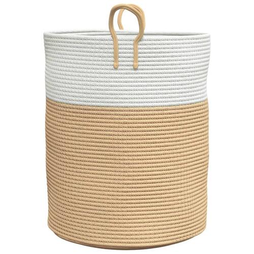 Opbevaringskurv Ø38x46 cm bomuld beige og hvid