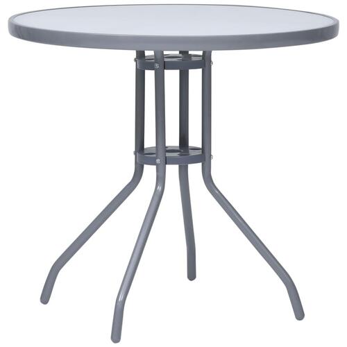 Havebord 80 cm stål og glas lysegrå