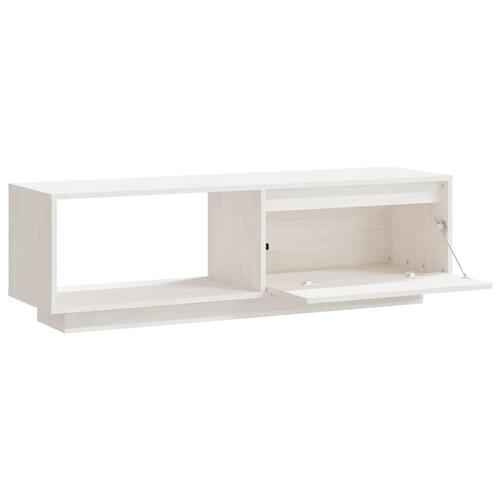 Tv-bord 110x30x33,5 cm massivt fyrretræ hvid