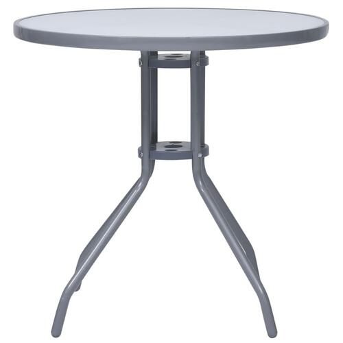Havebord 80 cm stål og glas lysegrå