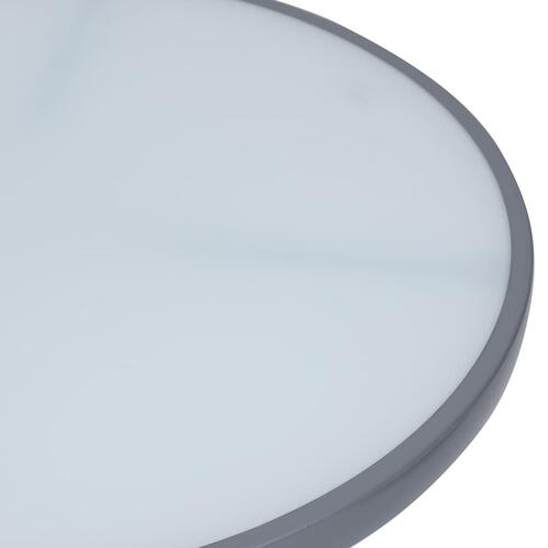 Havebord 80 cm stål og glas lysegrå