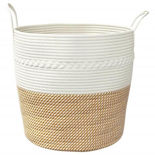 Opbevaringskurv Ø43x38 cm bomuld brun og hvid