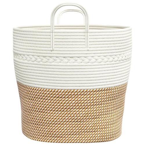 Opbevaringskurv Ø43x38 cm bomuld brun og hvid