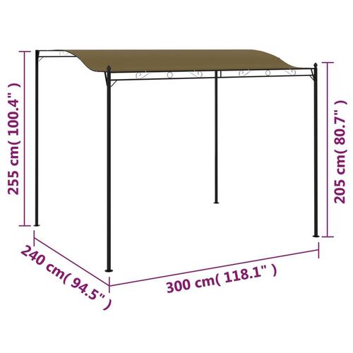 Fritstående markise 3x2,4 m 180 g/m² gråbrun