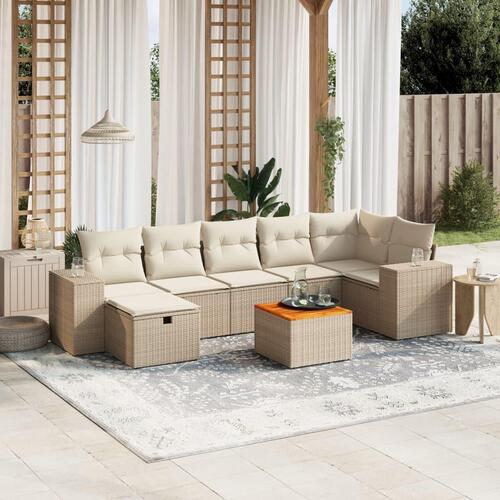 Sofasæt til haven 8 dele med hynder polyrattan beige