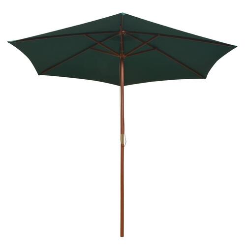 Parasol 270 x 270 cm træstang grøn