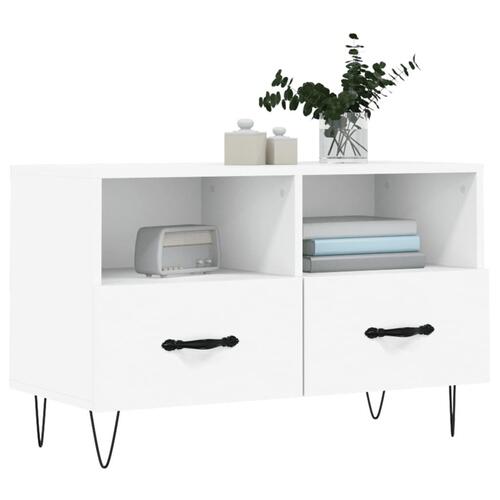 Tv-bord 80x36x50 cm konstrueret træ hvid