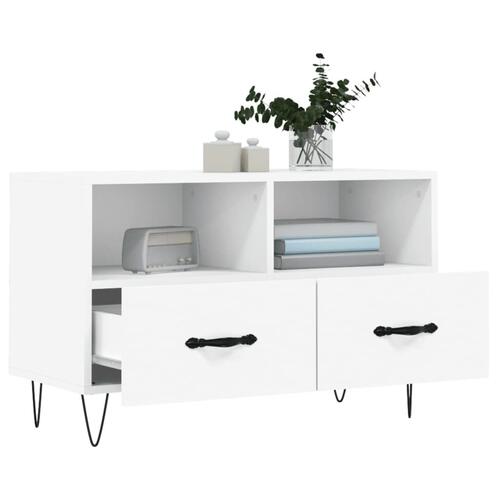 Tv-bord 80x36x50 cm konstrueret træ hvid