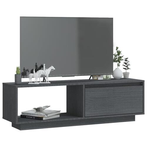 Tv-bord 110x30x33,5 cm massivt fyrretræ grå