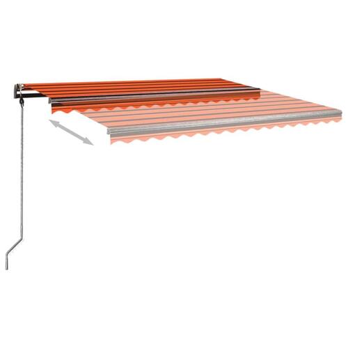 Markise med stolper 4x3,5 m automatisk orange og brun