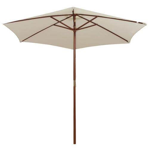 Parasol 270 x 270 cm træstang cremehvid