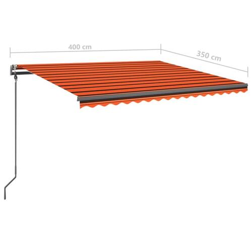 Markise med stolper 4x3,5 m automatisk orange og brun