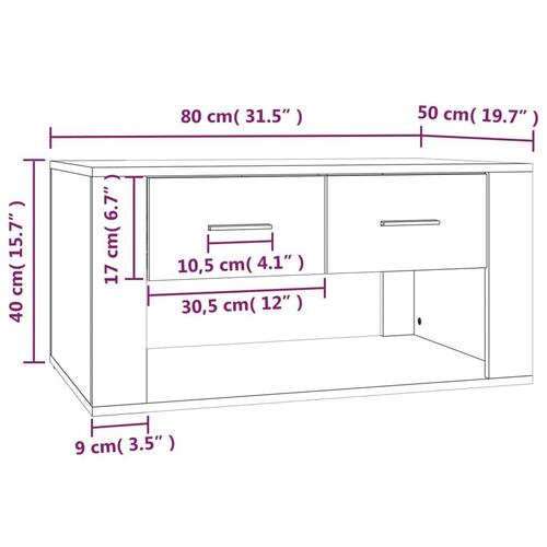 Sofabord 80x50x40 cm konstrueret træ hvid