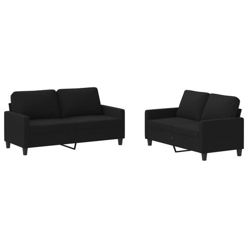 2 personers sofa med hynder stof sort