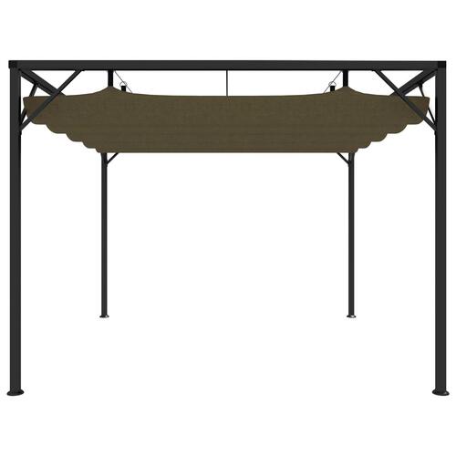 Havepavillon med tilbagetrækkeligt tag 3x3 m 180 g/m² gråbrun