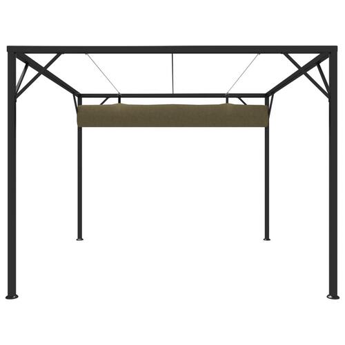 Havepavillon med tilbagetrækkeligt tag 3x3 m 180 g/m² gråbrun