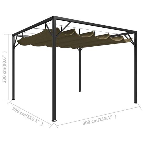 Havepavillon med tilbagetrækkeligt tag 3x3 m 180 g/m² gråbrun