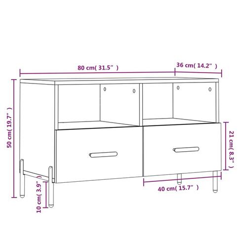 Tv-bord 80x36x50 cm konstrueret træ hvid højglans