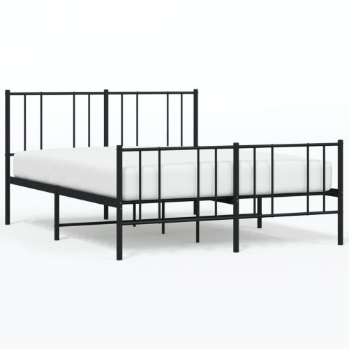 Sengeramme med sengegavl og fodgærde 120×190 cm - metal, sort