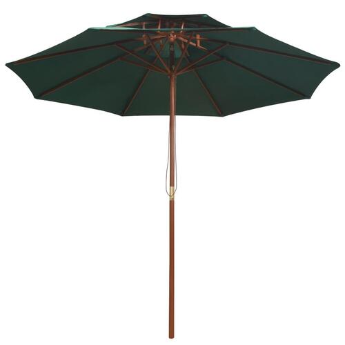 Dobbeltdækkerparasol 270 x 270 cm træstang grøn