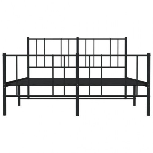 Sengeramme med sengegavl og fodgærde 120×190 cm - metal, sort