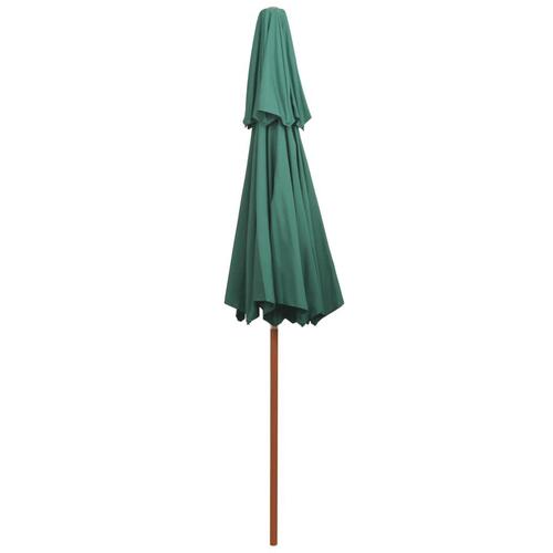 Dobbeltdækkerparasol 270 x 270 cm træstang grøn