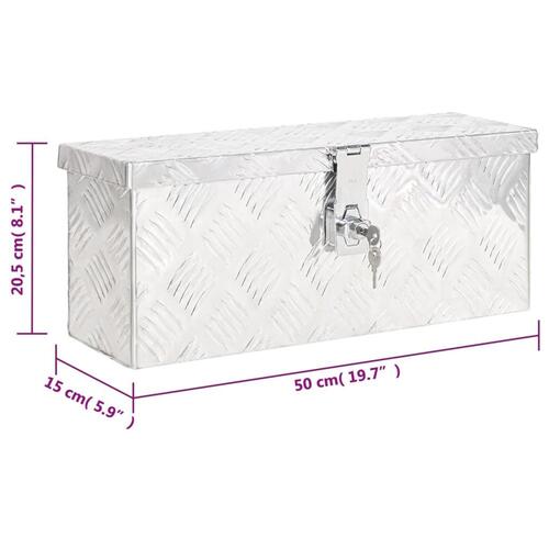 Opbevaringskasse 50x15x20,5 cm aluminium sølvfarvet