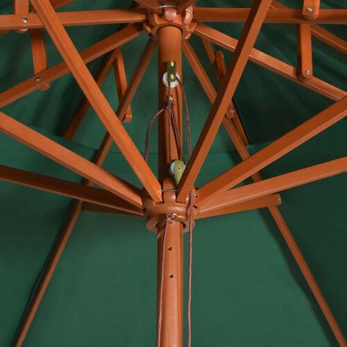 Dobbeltdækkerparasol 270 x 270 cm træstang grøn