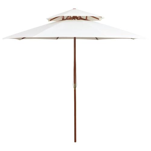 Dobbeltdækkerparasol 270 x 270 cm træstang cremehvid
