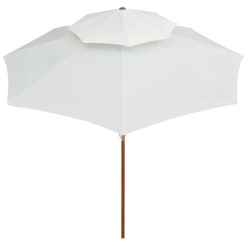 Dobbeltdækkerparasol 270 x 270 cm træstang cremehvid
