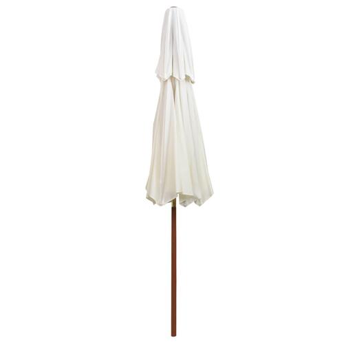 Dobbeltdækkerparasol 270 x 270 cm træstang cremehvid