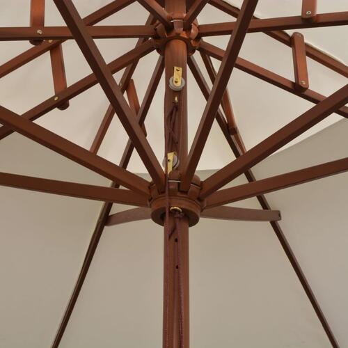 Dobbeltdækkerparasol 270 x 270 cm træstang cremehvid
