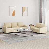 2 personers sofa med hynder stof cremefarvet