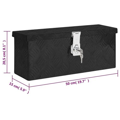 Opbevaringskasse 50x15x20,5 cm aluminium sort