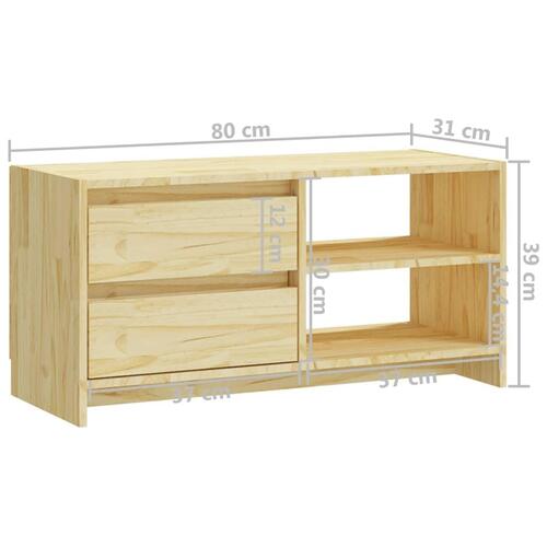 Tv-bord 80x31x39 cm massivt fyrretræ