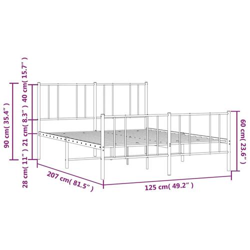 Sengeramme med sengegavl og fodgærde 120x200 cm metal sort