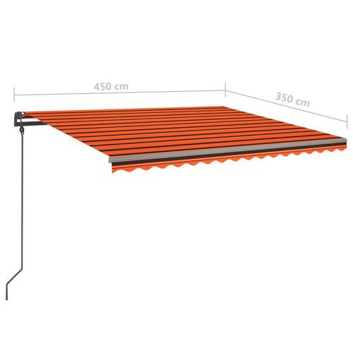Markise m. LED-lys 4,5x3,5 m manuel betjening orange og brun