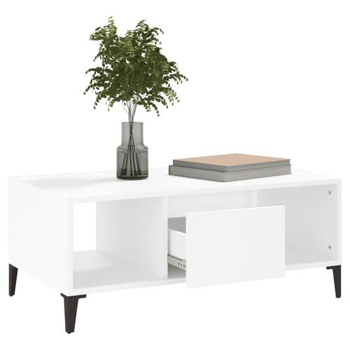 Sofabord 90x50x36,5 cm konstrueret træ hvid