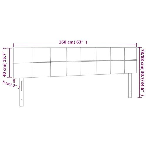 Sengegavl med LED-lys 160x5x78/88 cm fløjl mørkeblå