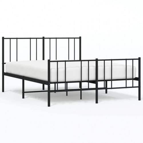Sengeramme med sengegavl og fodgærde 140 x 190 cm - metal, sort