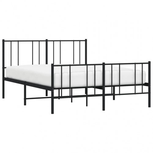 Sengeramme med sengegavl og fodgærde 140 x 190 cm - metal, sort