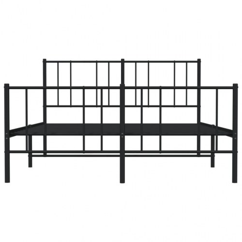 Sengeramme med sengegavl og fodgærde 140 x 190 cm - metal, sort