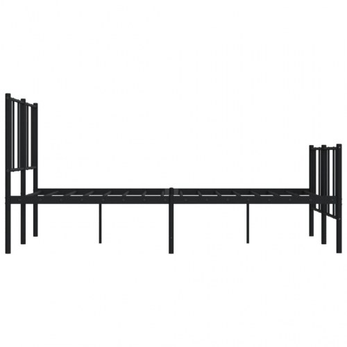 Sengeramme med sengegavl og fodgærde 140 x 190 cm - metal, sort