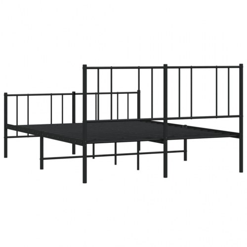 Sengeramme med sengegavl og fodgærde 140 x 190 cm - metal, sort